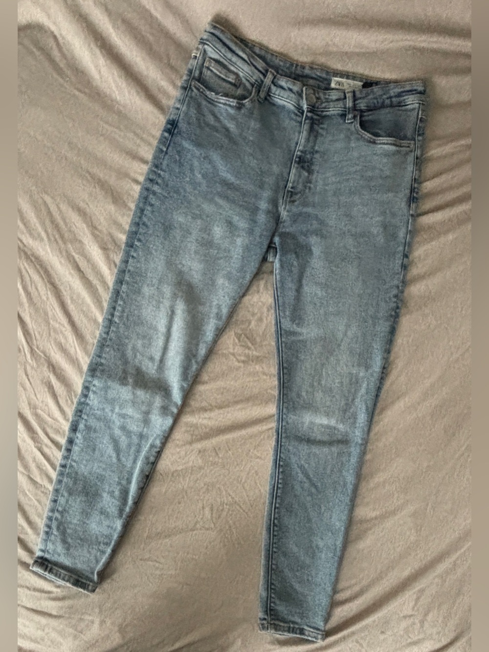 Zara Light Blue High-Waist Skinny Jeans